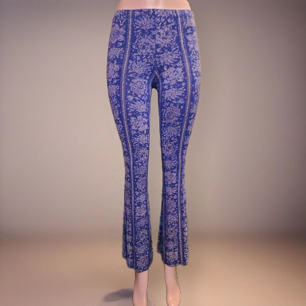 Rare Vintage Billabong Tapestry Floral Bell Bottoms S/P Fit & Flare Leggings Y2K